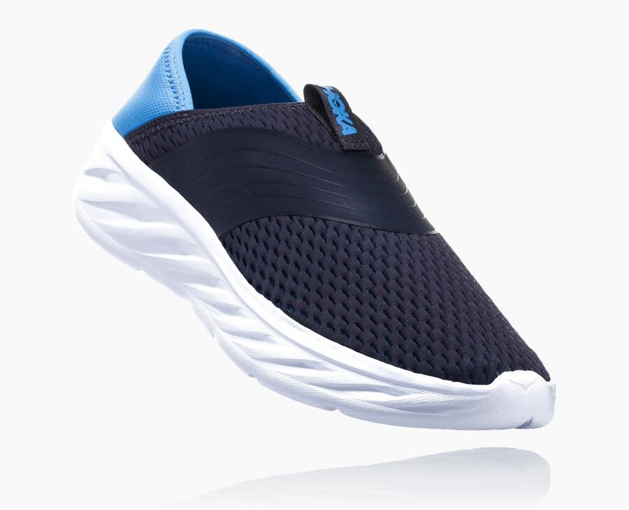 Hoka One One Ora Recovery Sandaler Herr - Marinblå/Vita - DAWBP-1428